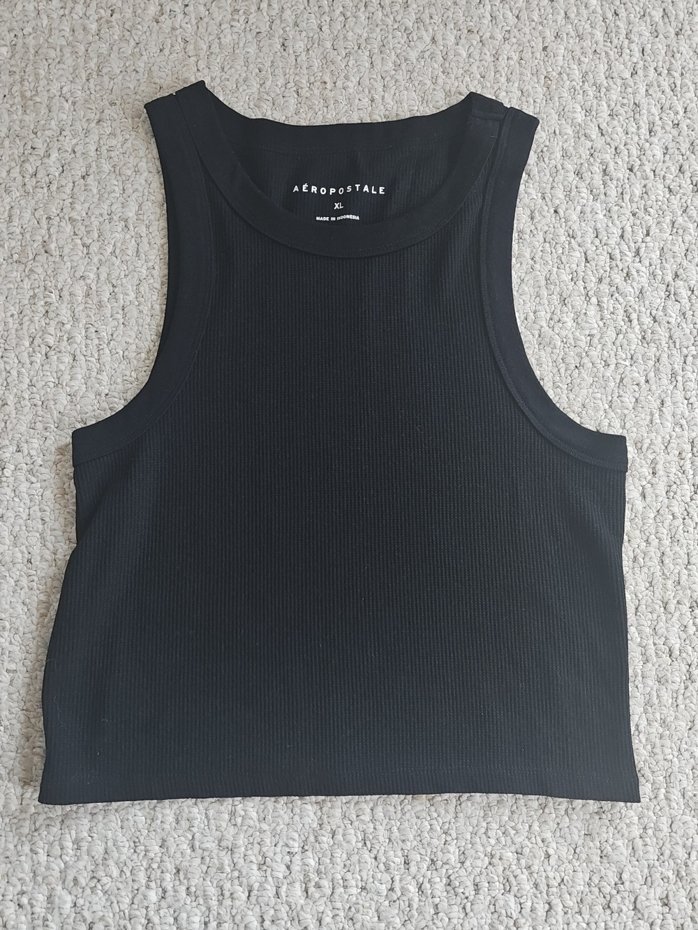 Aeropostale Black Ribbed Cropped Tank Top - Women's